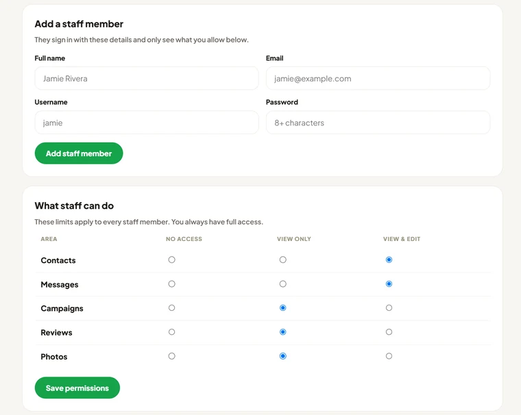 Team members added to an account
